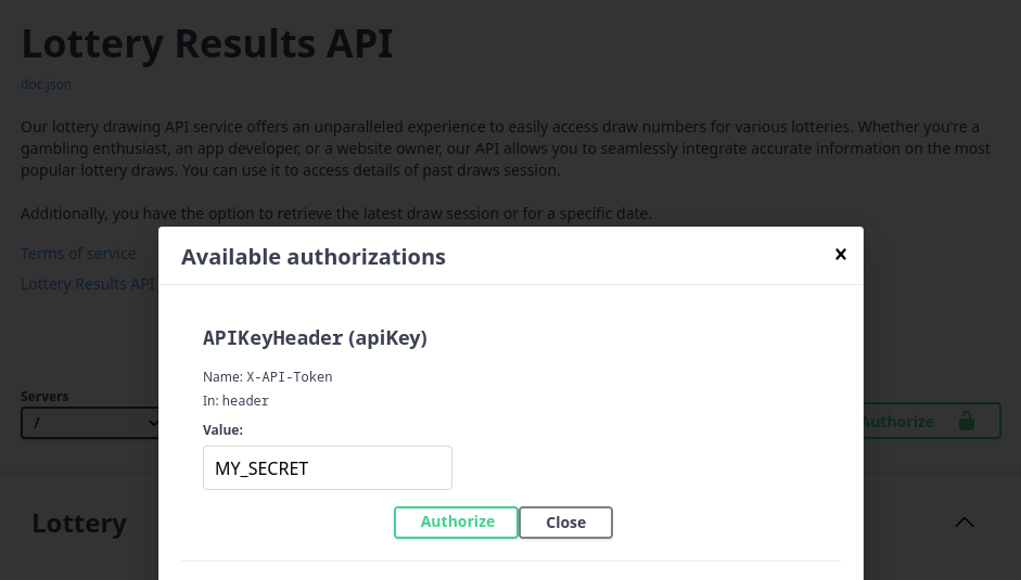 Getting started : Swagger authenticate endpoint request